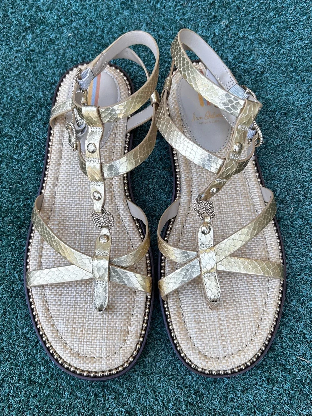 NWT Sam Edelman Talya Ankle Strap Sandal Gold 9